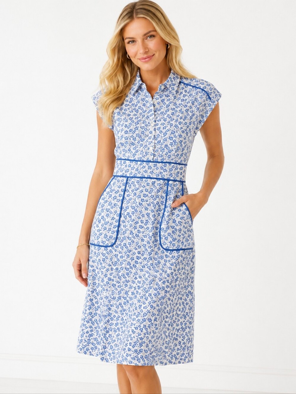 Monteau Los Angeles womens shirtdress contrast piping small New NWT